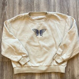 GAP Kids Cream Sweatshirt with Butterfly Graphic